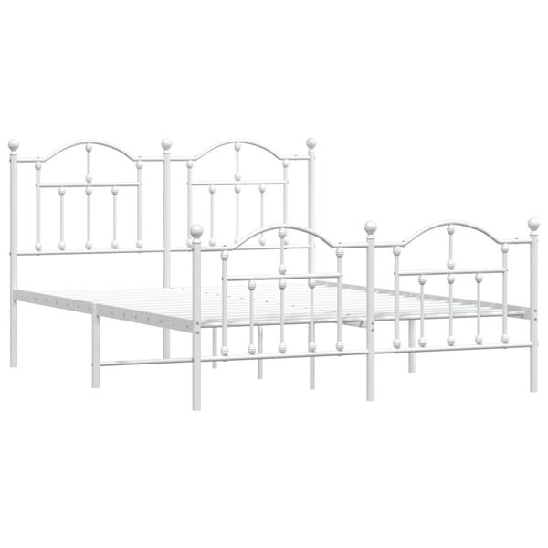 vidaXL Cadre de lit m&eacute;tal sans matelas et pied de lit blanc 150x200 cm