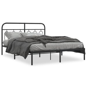 vidaXL Cadre de lit m&eacute;tal sans matelas avec t&ecirc;te de lit noir 150x200cm