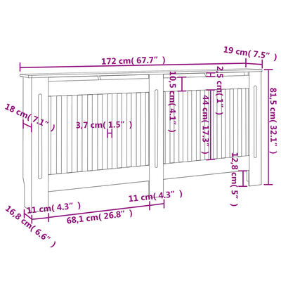 vidaXL Cache-radiateur Blanc MDF 172 cm