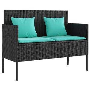 vidaXL Banc de jardin avec coussins noir résine tressée