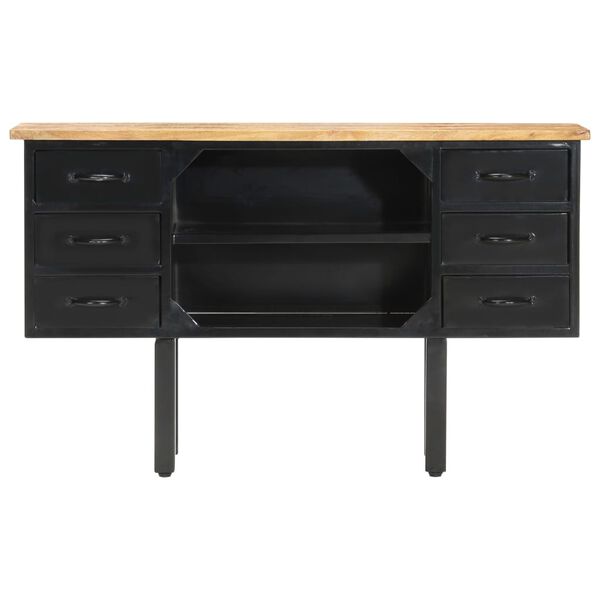 vidaXL Buffet 110x30x65 cm Bois de manguier massif brut et acier