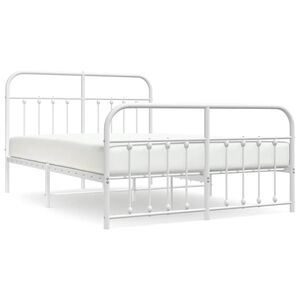 vidaXL Cadre de lit m&eacute;tal sans matelas et pied de lit blanc 150x200 cm