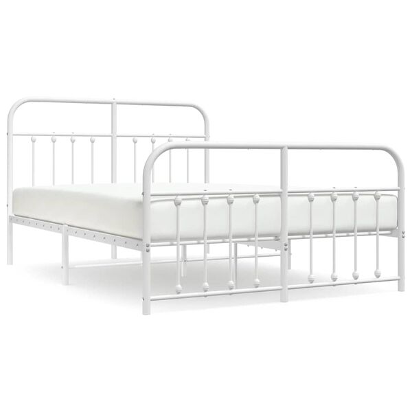 vidaXL Cadre de lit m&eacute;tal sans matelas et pied de lit blanc 150x200 cm