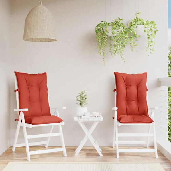 vidaXL Coussins de chaise &agrave; dossier haut lot de 2 rouge m&eacute;lang&eacute; tissu