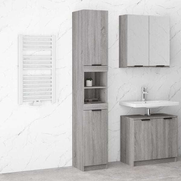 vidaXL Armoire de bain Sonoma gris 32x34x188,5 cm Bois d'ing&eacute;nierie