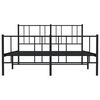 vidaXL Cadre de lit m&eacute;tal sans matelas avec pied de lit noir 135x190cm