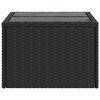 vidaXL Table de jardin avec plateau en verre noir 55 x 55 x 37 cm en r&eacute;sine tress&eacute;e