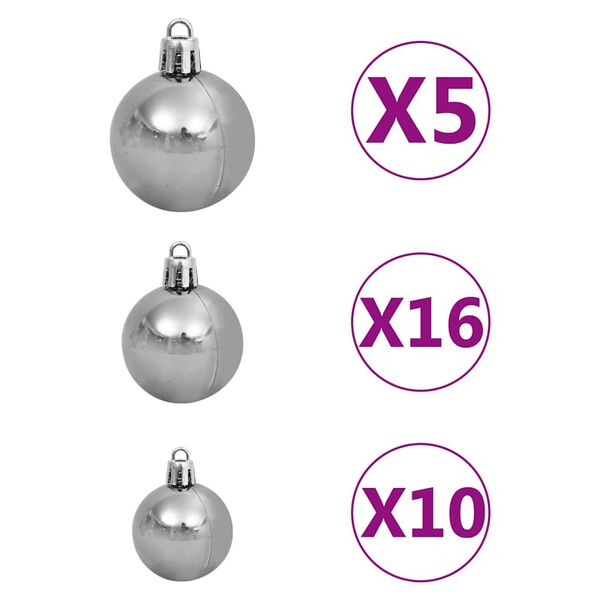 vidaXL Arbre de No&euml;l artificiel pr&eacute;-&eacute;clair&eacute; et boules blanc 180 cm PVC