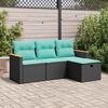 vidaXL Salon de jardin 4 pcs avec coussins noir r&eacute;sine tress&eacute;e