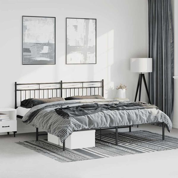 vidaXL Cadre de lit métal sans matelas avec tête de lit noir 183x213cm