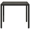 vidaXL Table de jardin dessus en verre Noir 90x90x75 cm R&eacute;sine tress&eacute;e