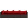 vidaXL Salon de jardin 4 pcs avec coussins Marron R&eacute;sine tress&eacute;e