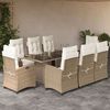 vidaXL Ensemble &agrave; manger de jardin et coussins 9 pcs beige Poly rotin