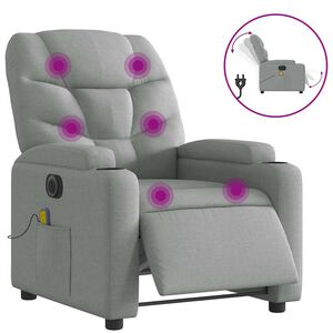 vidaXL Fauteuil inclinable de massage &eacute;lectrique gris clair tissu