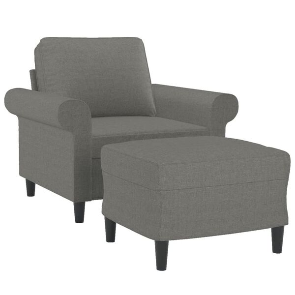 vidaXL Fauteuil avec repose-pied Gris fonc&eacute; 60 cm Tissu