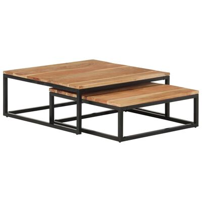 vidaXL Tables basses gigognes 2 pcs Bois d'acacia massif