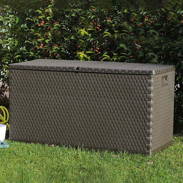 vidaXL Bo&icirc;te de stockage de jardin Marron 120x56x63 cm PP Rotin