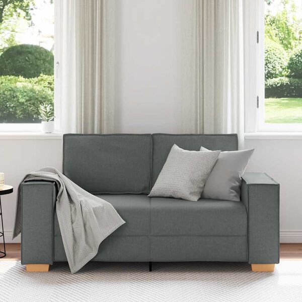 vidaXL Canap&eacute; 2 places Gris fonc&eacute; 160x78x84 cm Tissu