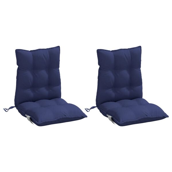 vidaXL Coussins de chaise &agrave; dossier bas lot de 2 bleu marine