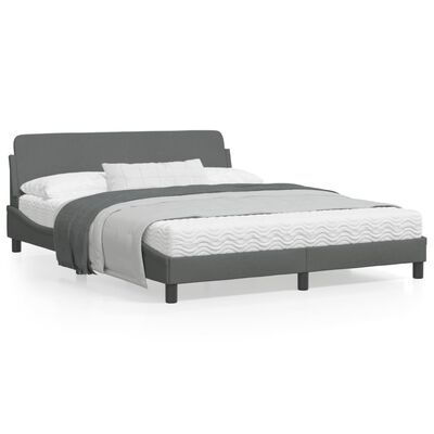 vidaXL Cadre de lit avec tête de lit gris foncé 152x203 cm tissu