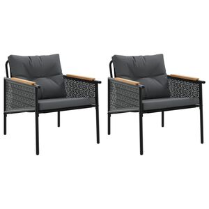 vidaXL Chaises de jardin avec coussins lot de 2 noir acier
