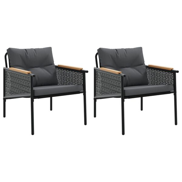 vidaXL Chaises de jardin avec coussins lot de 2 noir acier