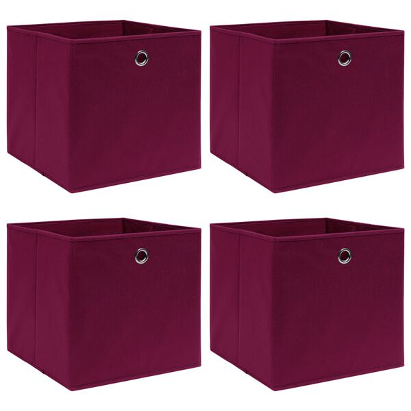 vidaXL Boîtes de rangement 4 pcs Rouge foncé 32x32x32 cm Tissu