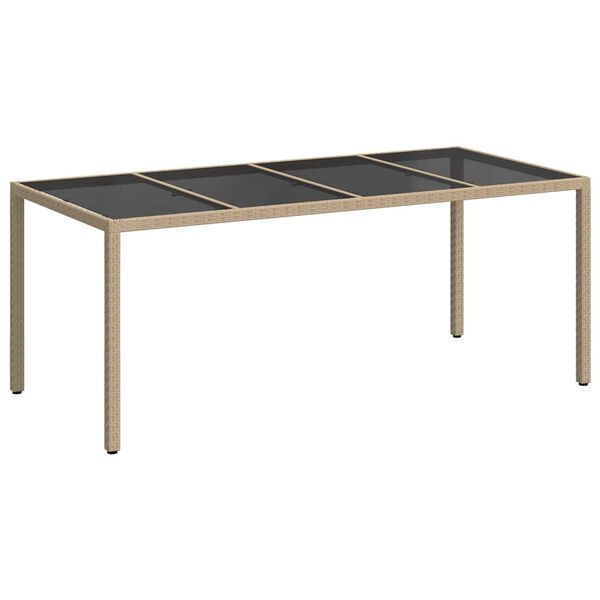 vidaXL Table de jardin pour repas Beige 190 x 90 x 75 cm Poly rotin