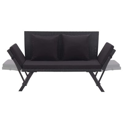 vidaXL Banc de jardin avec coussins 176 cm Noir Résine tressée