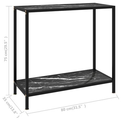 vidaXL Table console Noir 80x35x75 cm Verre trempé