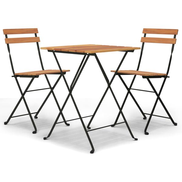 vidaXL Ensemble de bistro pliable 3 pcs Bois de teck massif et acier