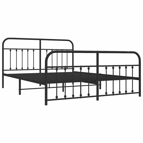 vidaXL Cadre de lit métal sans matelas avec pied de lit noir 183x213cm