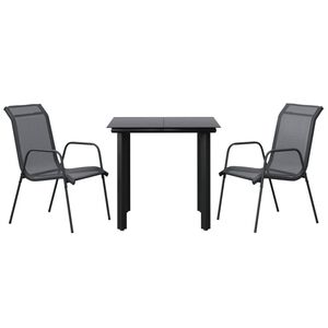 vidaXL Ensemble &agrave; manger de jardin 3 pcs noir textil&egrave;ne et acier