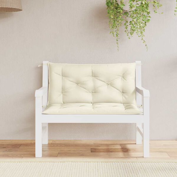 vidaXL Coussin de banc de jardin blanc cr&egrave;me tissu oxford