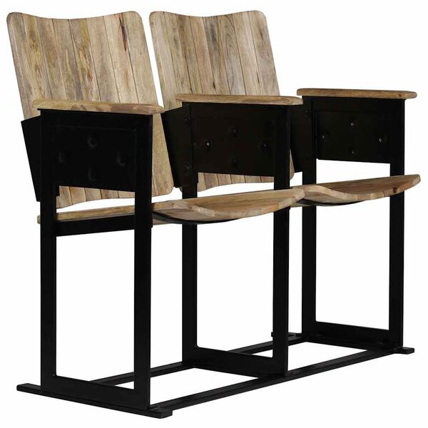 vidaXL Banc à 2 places Bois de manguier massif et acier