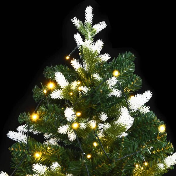 vidaXL Sapin de No&euml;l artificiel &agrave; charni&egrave;res 150 LED neige floqu&eacute;e