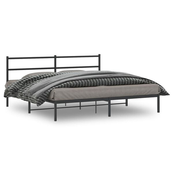 vidaXL Cadre de lit m&eacute;tal sans matelas avec t&ecirc;te de lit noir 193x203cm