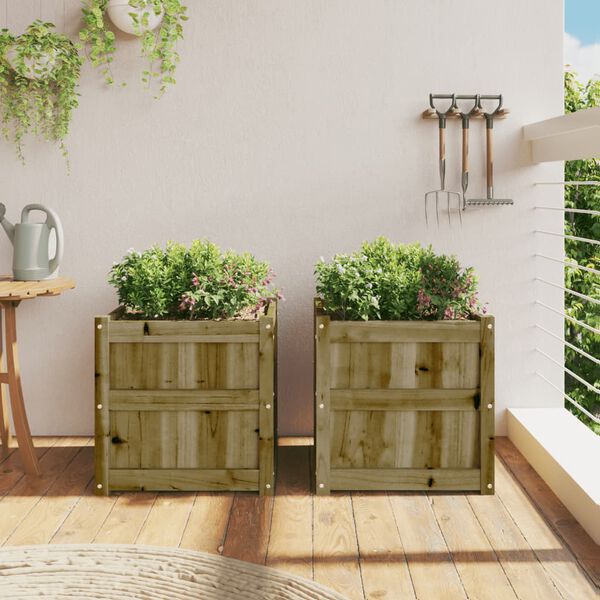 vidaXL Jardini&egrave;res 2 pcs bois de pin impr&eacute;gn&eacute;