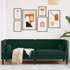 vidaXL Canapé Chesterfield avec traversins 3 places vert foncé velours