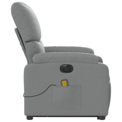 vidaXL Fauteuil inclinable de massage électrique gris clair tissu