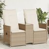 vidaXL Canap&eacute; de jardin inclinable 2 places avec table beige rotin