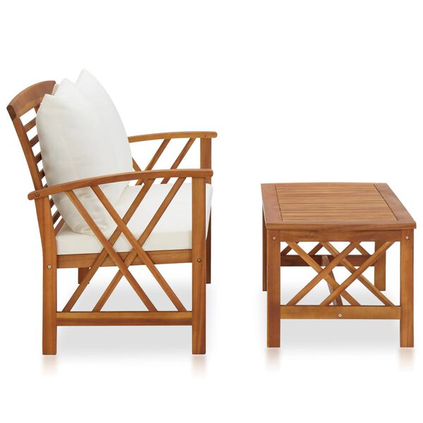 vidaXL Salon de jardin 2 pcs avec coussins bois d'acacia solide