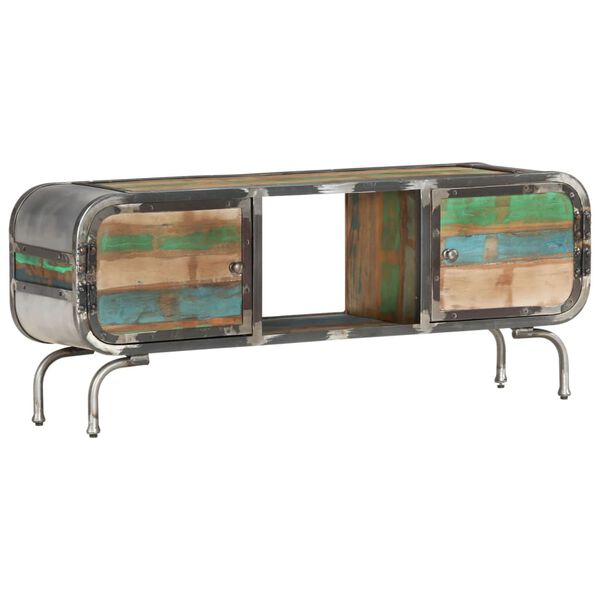 vidaXL Meuble TV Multicolore 110x30x42 cm Bois de r&eacute;cup&eacute;ration solide