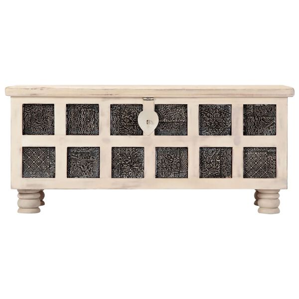 vidaXL Boîte de rangement Blanc 110x40x45 cm Bois d'acacia massif