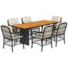 vidaXL Ensemble &agrave; manger de jardin coussins 7pcs Noir R&eacute;sine tress&eacute;e