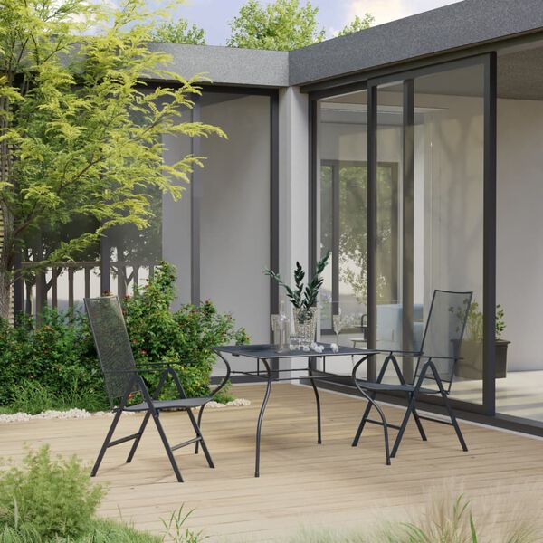 vidaXL Ensemble &agrave; manger de jardin 3 pcs Acier Anthracite