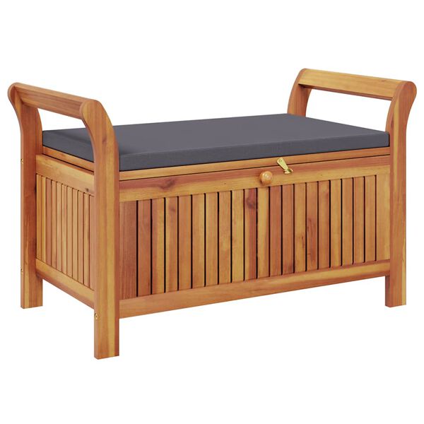 vidaXL Banc de rangement de jardin avec coussin 91 cm Bois d'acacia