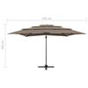 vidaXL Parasol de jardin &agrave; 4 niveaux avec m&acirc;t en aluminium taupe