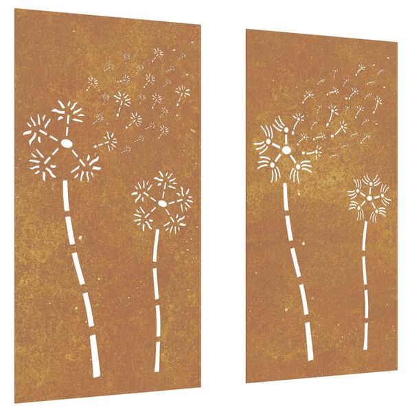 vidaXL Décorations murales de jardin 2pcs 105x55 cm design de fleur
