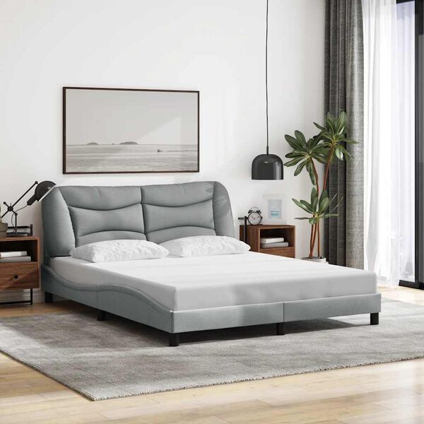 vidaXL Cadre de lit sans matelas Hvar gris clair 152x203 cm tissu